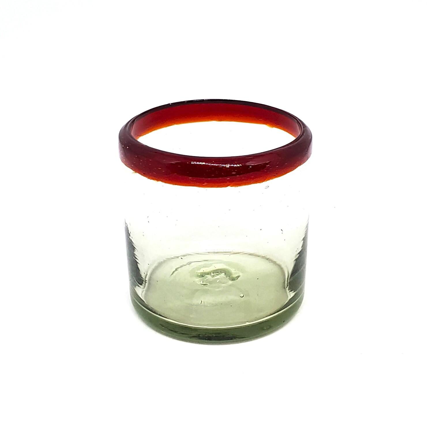 Wholesale Colored Rim Glassware / Ruby Red Rim 8 oz DOF Rock Glasses  / These Double Old Fashioned glasses deliver a classic touch to your favorite drink on the rocks.